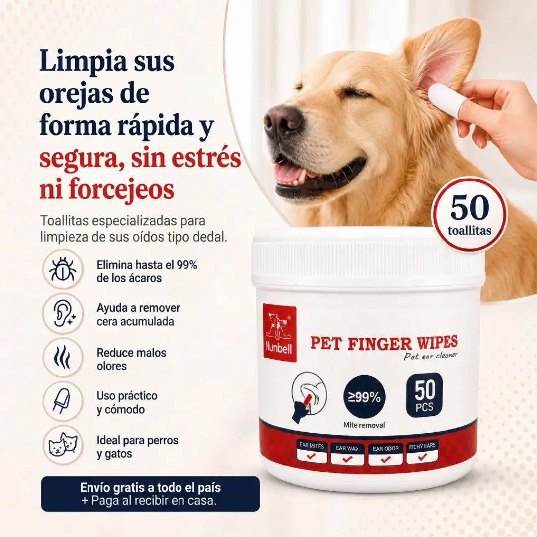 OtiCalm Pet Finger Wipes | Limpieza Fácil de Oídos
