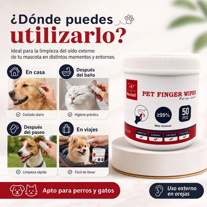 OtiCalm Pet Finger Wipes | Limpieza Fácil de Oídos